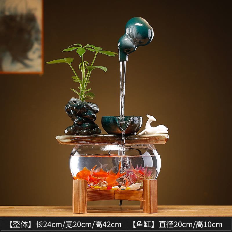 循环流水器生财摆件招财景观鱼缸创意家居办公室客厅开业乔迁礼品图片