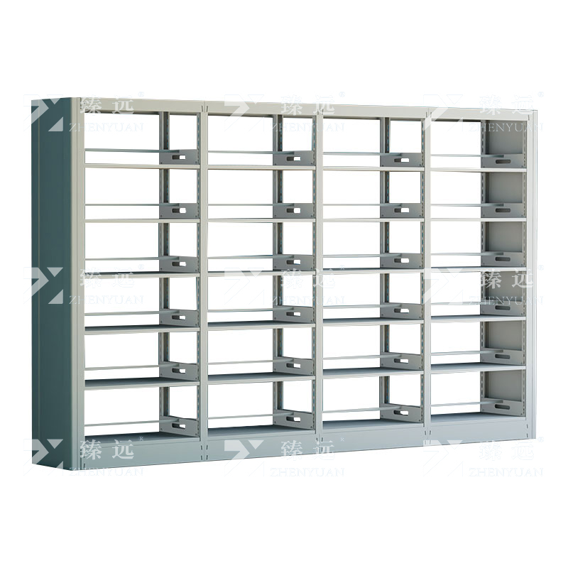 臻远 ZY4072614 钢制书架图书馆书架资料架 双面6层一列四组白色 3700*450*2000