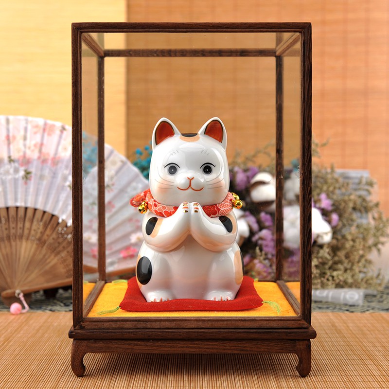 日本正版祈愿可爱猫陶瓷创意摆件 开业生日结婚 三维工匠 7291高12.5CM猫高清大图