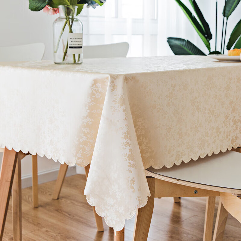 高档餐桌布防水防烫免洗茶几桌布 酒店防油台布长方形桌布 浅香槟月季 6.8*1.5米高清大图