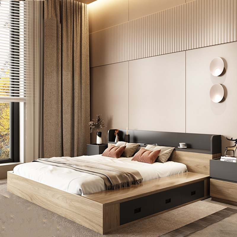 古达日式榻榻米储物床现代简约北欧落地床双人床18米主卧矮床