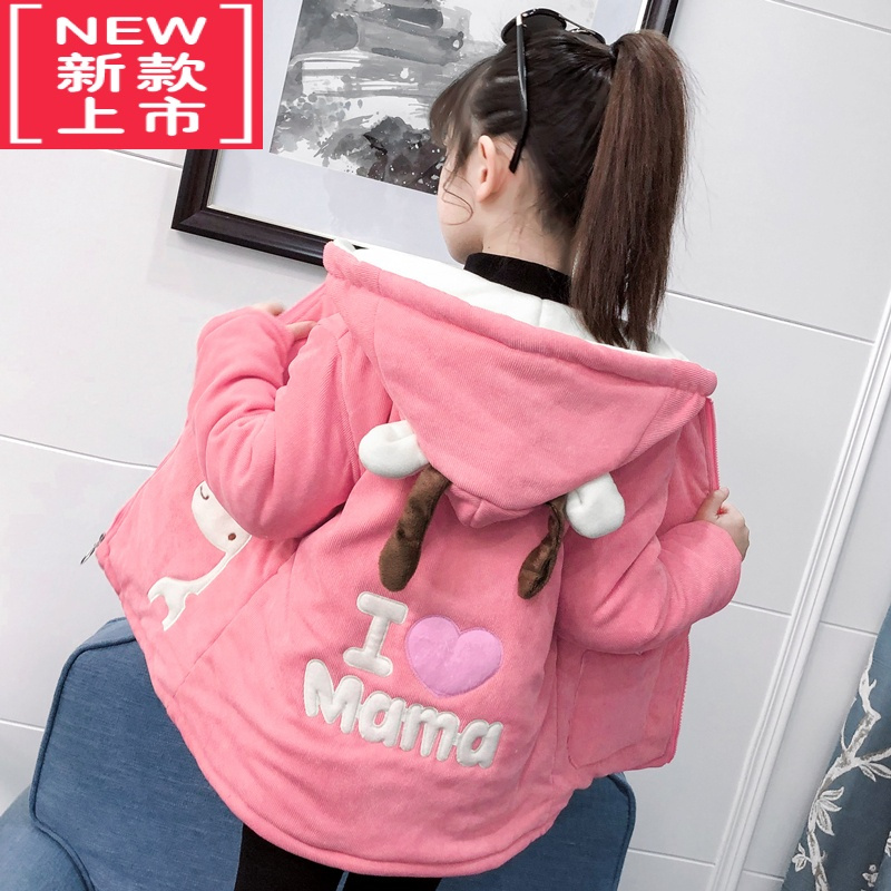 可莉允小女孩棉衣冬装网红新外套加厚棉服灯芯绒加绒儿童洋气中大童潮宝