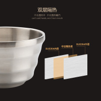 阳光飞歌 304不锈钢碗 韩式餐具双层隔热防烫加厚儿童碗金尊12cm两只装