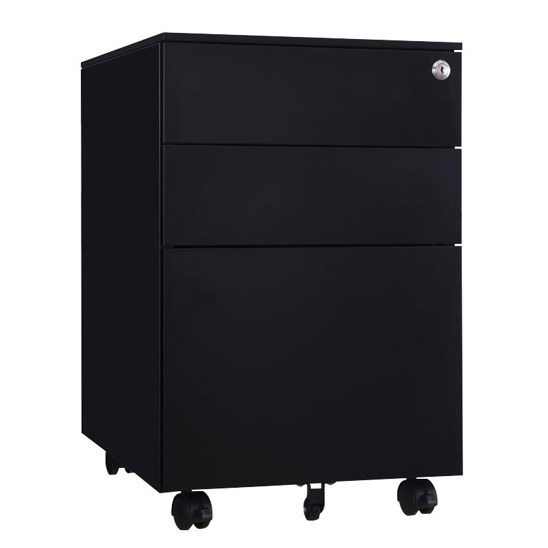 臻远 ZY-HDGB-01 钢制活动柜办公文件柜三抽储物矮柜 侧拉款黑色