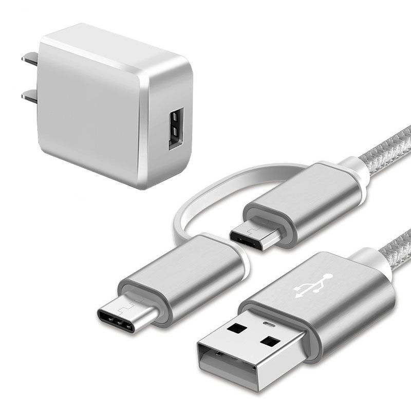 二合一数据线安卓pec手机充电器套装加长2米快充电线睿智黑数据线3米