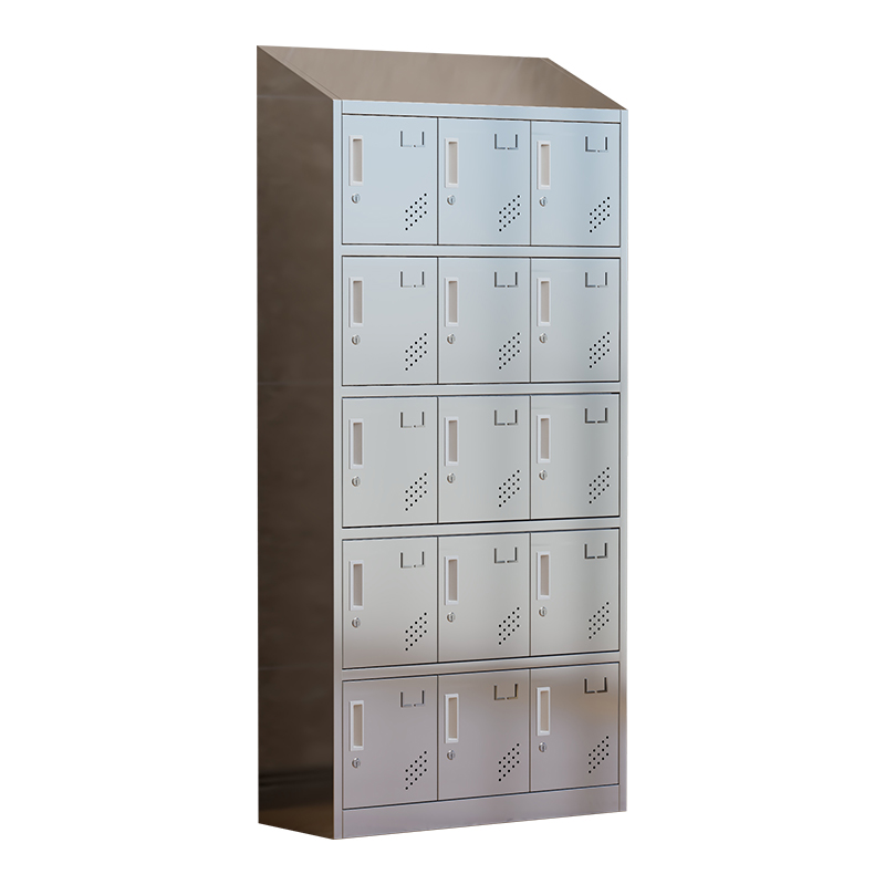 臻远 ZY4111416 304不锈钢斜顶更衣柜员工宿舍储物柜 十五门更衣柜