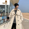 YANXU江浙沪穿搭秋季新款韩版中长款风衣男宽松双排扣西装翻领大衣外套