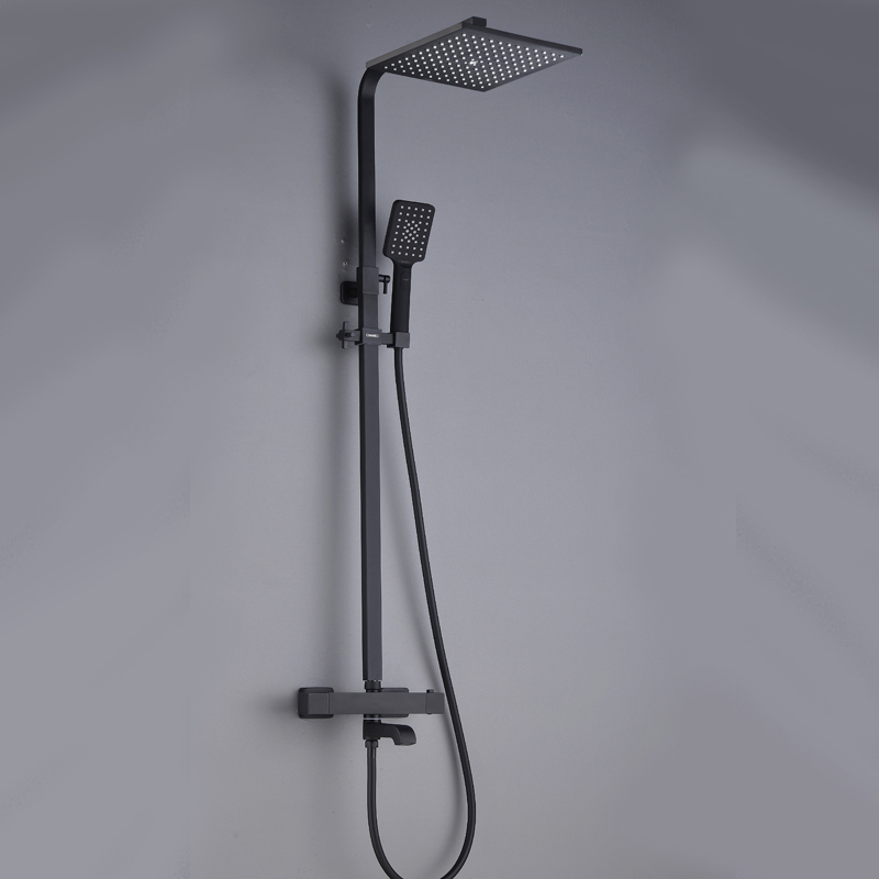 德国黑森林全铜家用欧式明装黑色挂墙式沐浴卫浴花洒磨砂亚光智能恒温