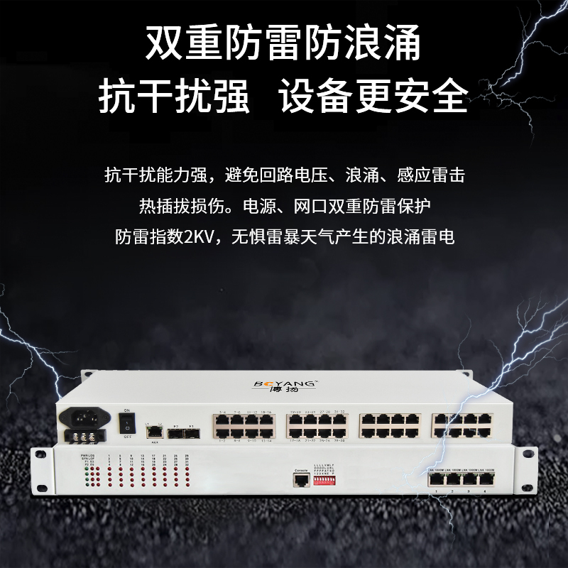 博扬 BY-32E1-4EV PDH光端机32E1 32路2M+4路以太网带物理隔离 LC单纤20公里机架式 1对价