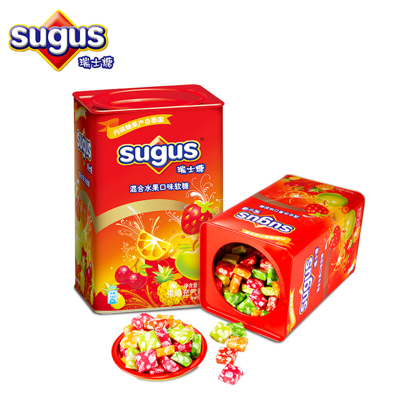 sugus混合水果味铁盒装软糖550g糖果礼盒