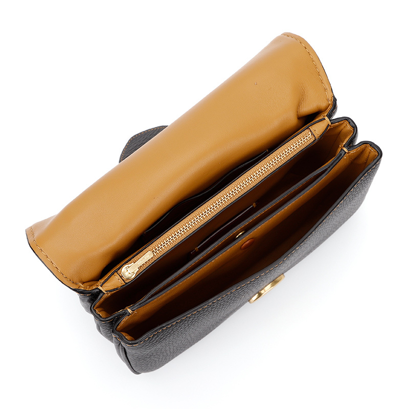 蔻驰 COACH 奢侈品 女士新品专柜款黑色鹅卵石纹皮革手提单肩斜挎包风琴包礼物送女友3625 B4/BK