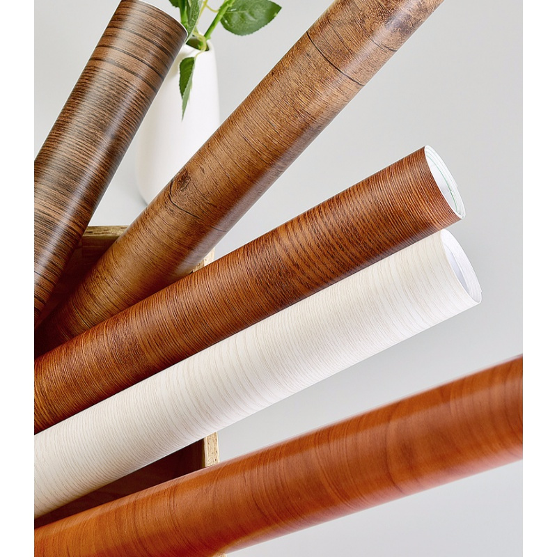 木纹墙纸自粘衣柜桌面贴装饰家具翻新贴纸防水壁纸卧室墙贴红檀木中