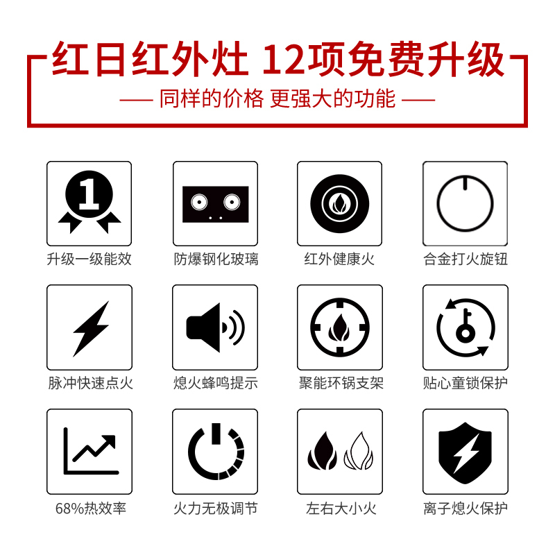 红日 EH04C 红外线燃气灶燃气灶台嵌两用双灶（天然气/液化气）拍下请备注气源
