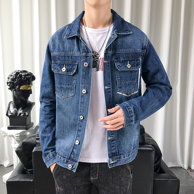 LEEVIRHINO秋冬新款男士牛仔服男大码男装时尚工装潮款韩版休闲百搭帅气中青年牛仔衣男夹克外套男衣服李维犀牛上衣