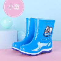 儿童雨鞋2-15岁宝宝加绒卡通男女胶鞋防滑学生童水靴保暖胶鞋大码 318天蓝[不加绒] 26内长15cm平时21码