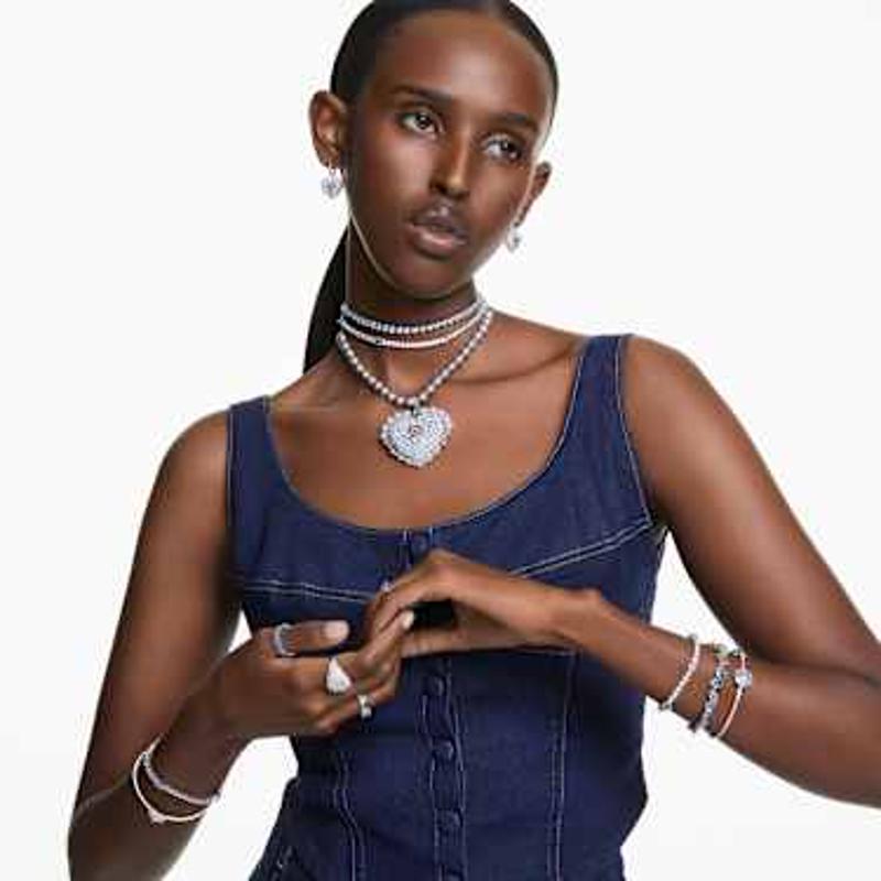 女款蓝色水晶手链优雅花朵设计经典镀铑时尚饰品高清大图