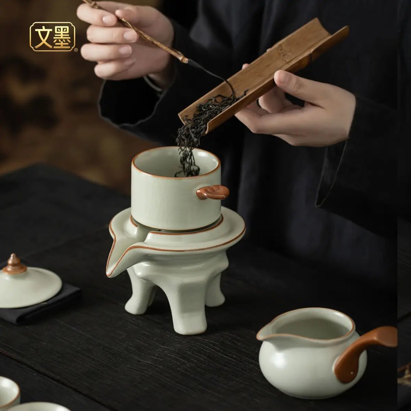 文墨汝窑自动茶具商务套装WMZD01高清大图