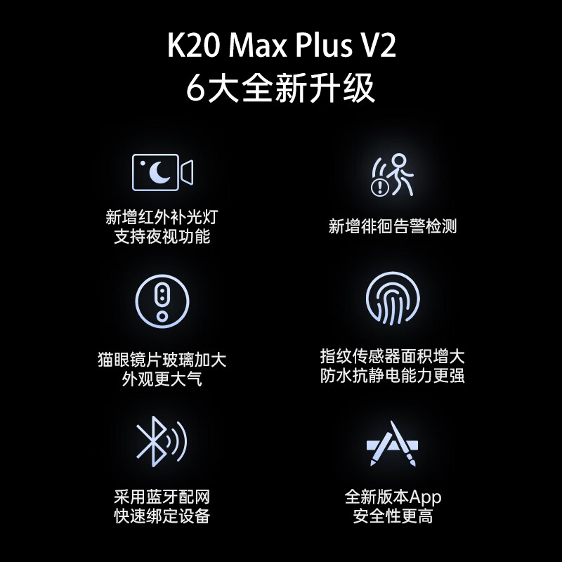 凯迪仕K20MaxPlusV2升级全自动3D人脸智能锁指纹锁可视猫眼密码锁