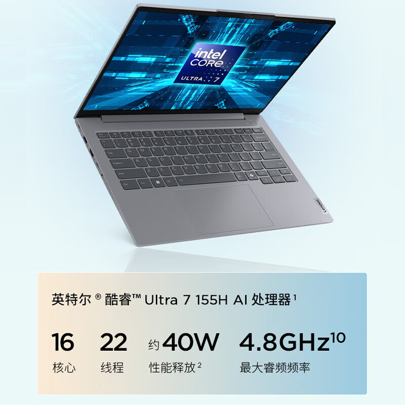 ThinkPad 联想ThinkBook 14 2024款14英寸大屏学生游戏娱乐商务办公笔记本电脑 6MCD 2.8K高色域屏 定制UItra7-155H 16G内存 2T固态