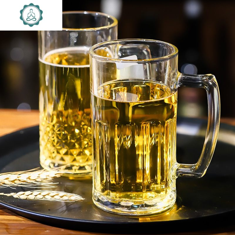 扎啤杯啤酒杯大容量1000毫升大号加厚带把玻璃杯创意ktv酒吧酒杯 封后