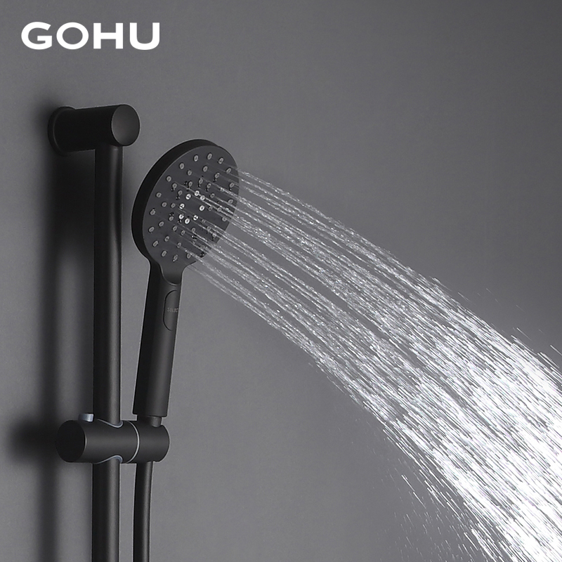 德国卫浴黑色淋浴简装花洒套装全铜磨砂哑光浴缸龙头增压喷头