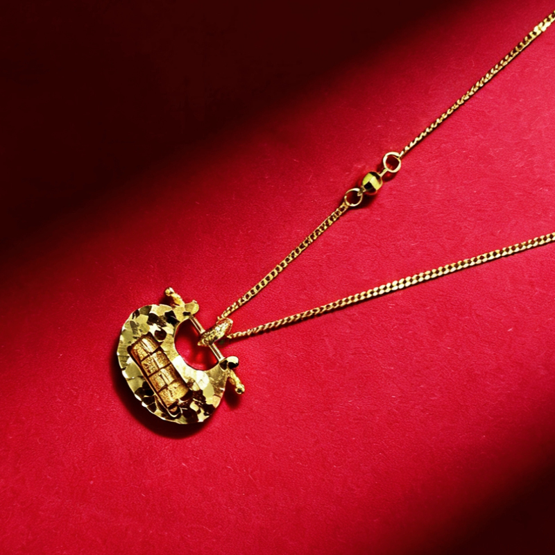 北京黄金 S925 银碎冰冰岁岁平安锁套链 国风百搭银项链高清大图