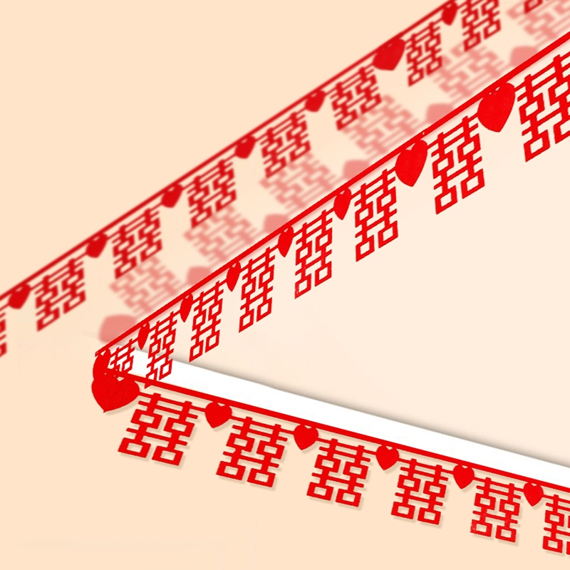 客厅装饰结婚婚房布置套装男方新房女方婚礼房顶时光旧巷喜字拉花吊顶