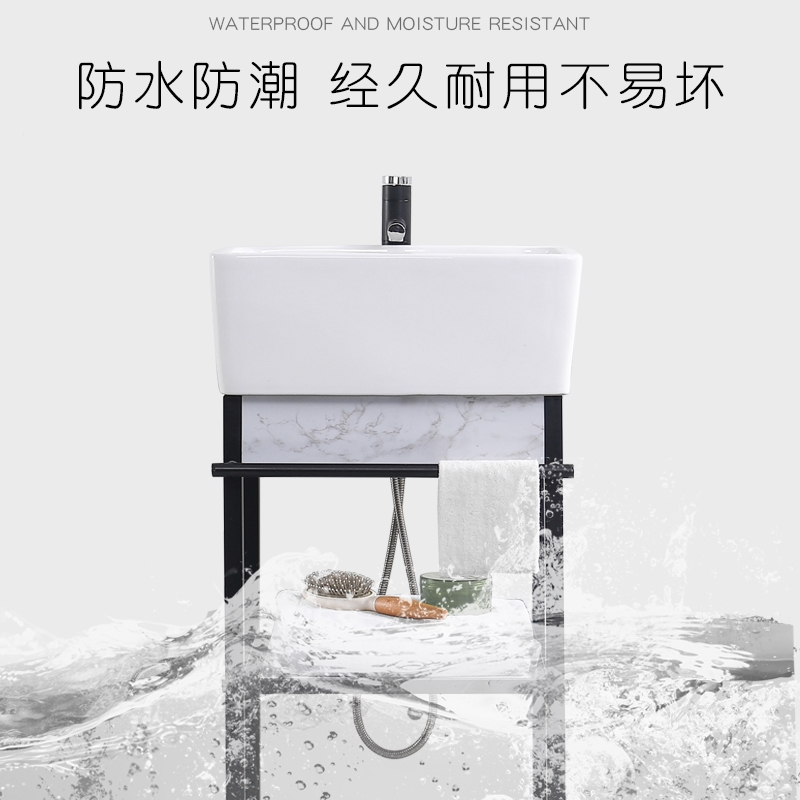 陶瓷洗衣盆不锈钢支架洗手盆古达落地式一体台盆洗菜盆加深大号水池槽