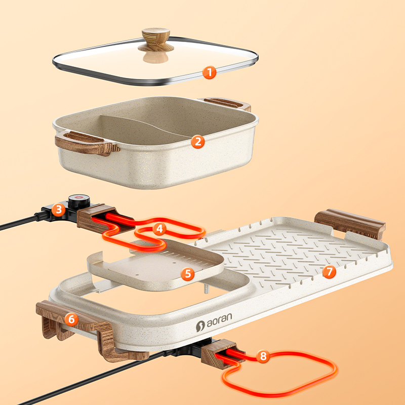 多功能家用韩式火锅烧烤一体锅烤肉机室内盘炉涮烤无烟电烤盘
