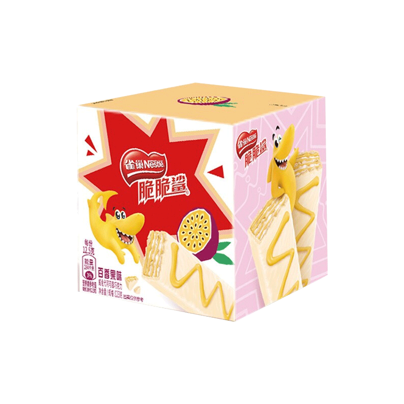 雀巢(Nestle)脆脆鲨小闪充 儿童休闲零食 水果威化饼干123g百香果味 办公室零食