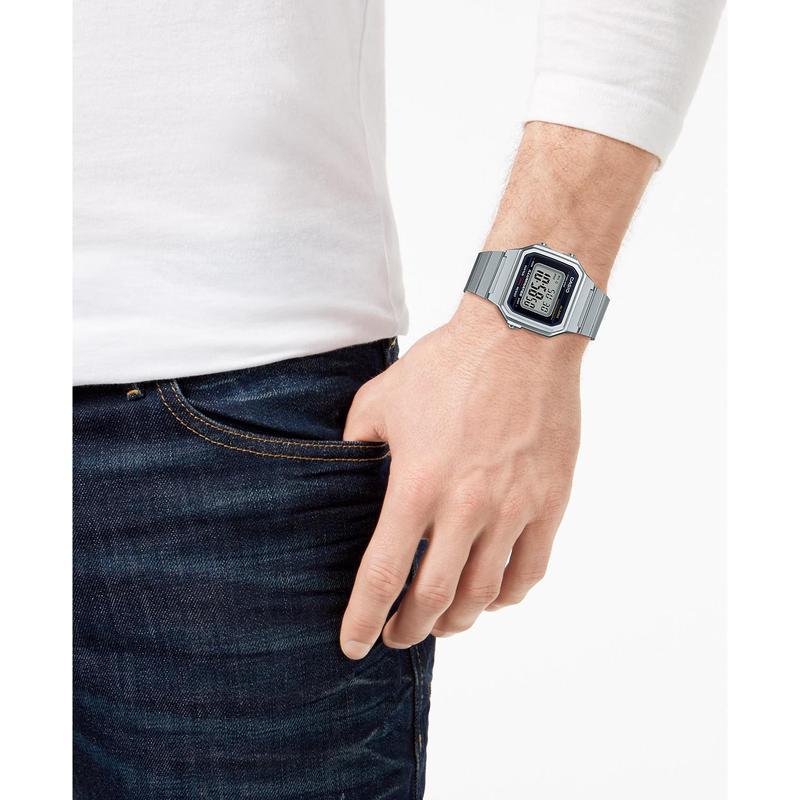 G-Shock(CASIO)卡西欧方块手表 复古运动钢带多功能持久电力防水男士电子表