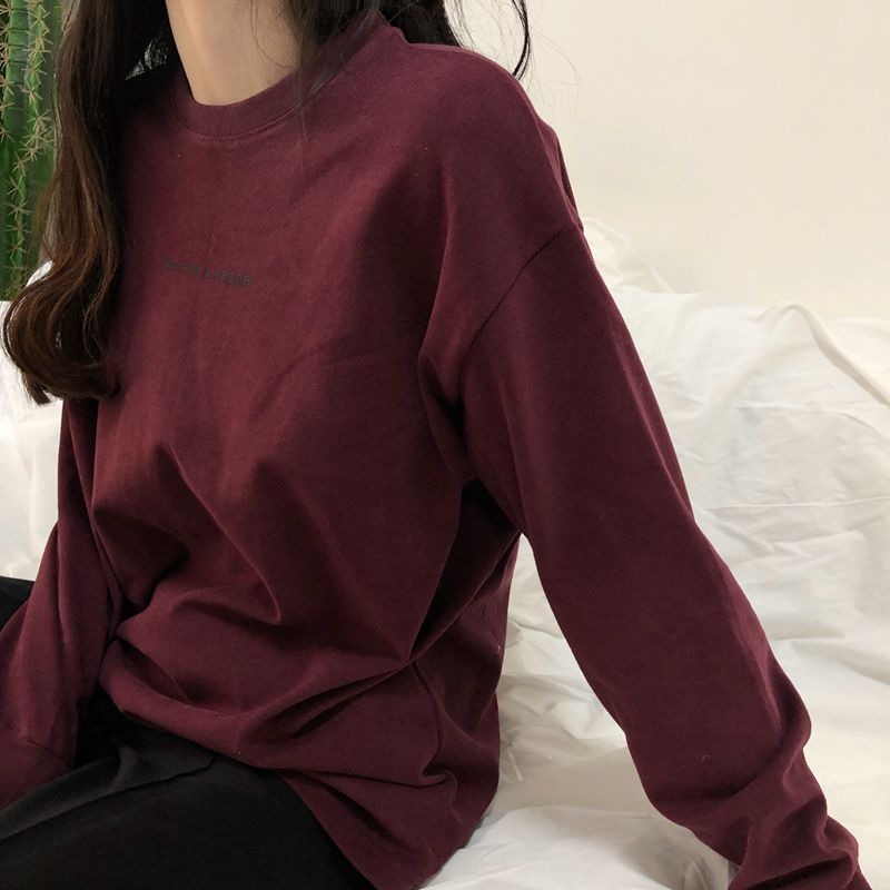 秋季新款女装韩版长袖T恤女上衣服韩版宽松字母薄款卫衣女潮