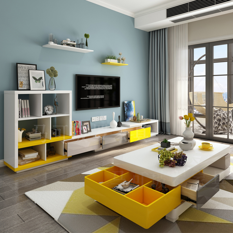 木匠北欧风拼色电视柜茶几餐桌椅组合套装客厅现代简约伸缩小户型家具