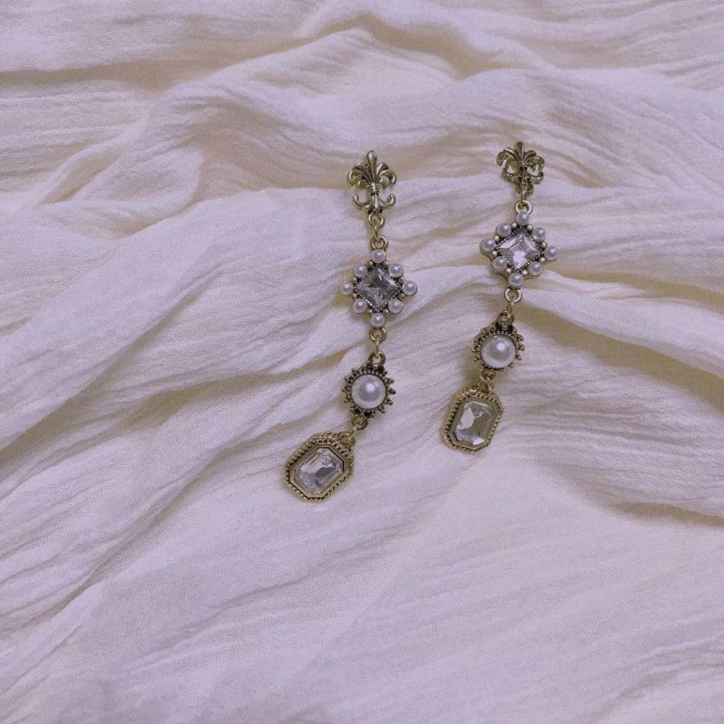 宫廷风耳环耳钉女珍珠耳夹气质高级感复古巴洛克长款耳坠耳饰女s925