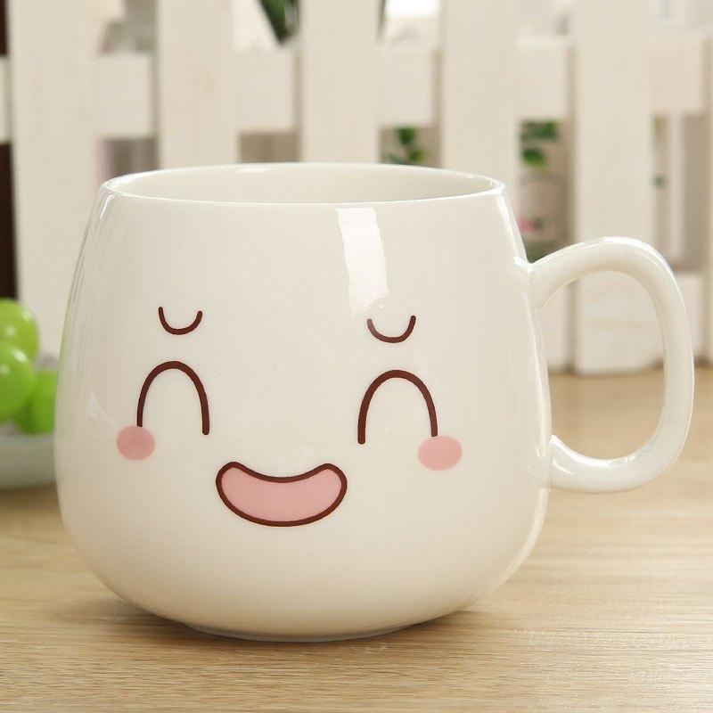 可爱卡通表情牛奶马克杯 咖啡杯创意情侣杯陶瓷杯子