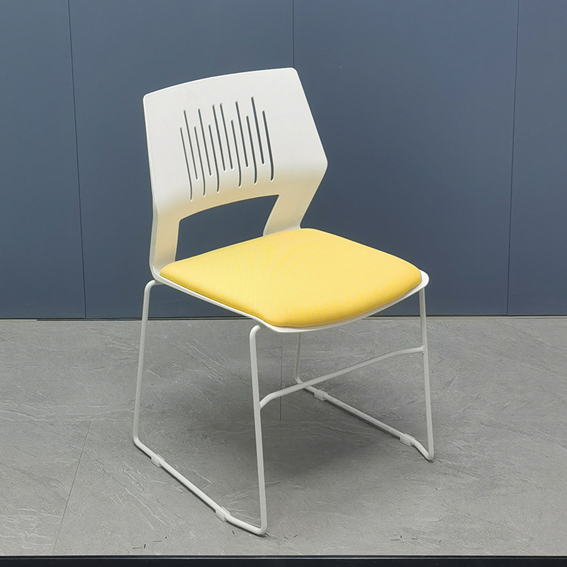 臻远 ZY-7486 简约培训椅办公会议椅电脑椅靠背椅 白架黄垫高清大图