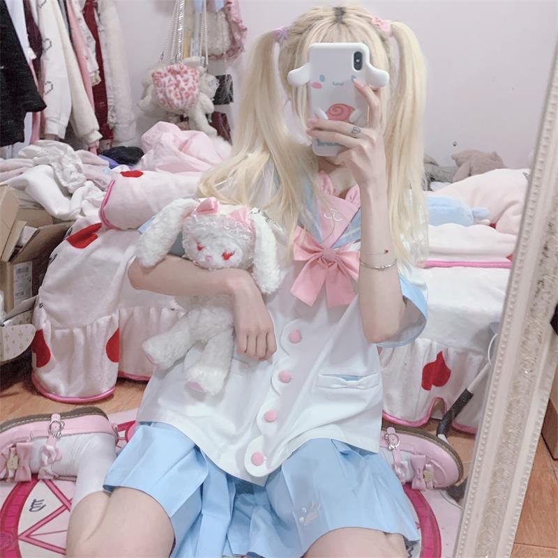 日系JK制服裙喵熊乐园幼稚园春夏短袖长袖套装学生装班服校服套装 咖啡+短袖套装 S