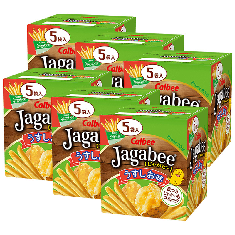 日本进口Calbee/卡乐比经典原切薯 条淡盐原味75g*6盒