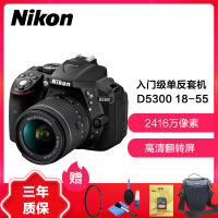 尼康Nikon单反相机D5300DX 18-55mm f/3.5-5.6G VR 防抖单镜头套装入门级单反推荐 礼包版
