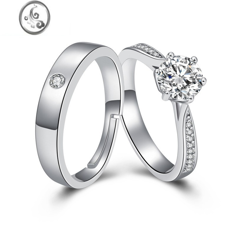 jimi仿真钻戒情侣结婚对戒活口可调节戒指婚礼仪式当天用一对假道具