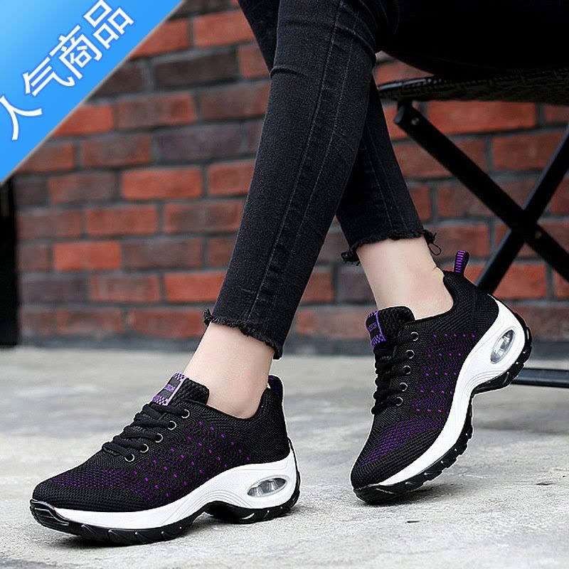 SUNTEK女鞋摇摇鞋2022夏休闲鞋韩版镂空厚底运动鞋软底防滑松糕气垫鞋女图片