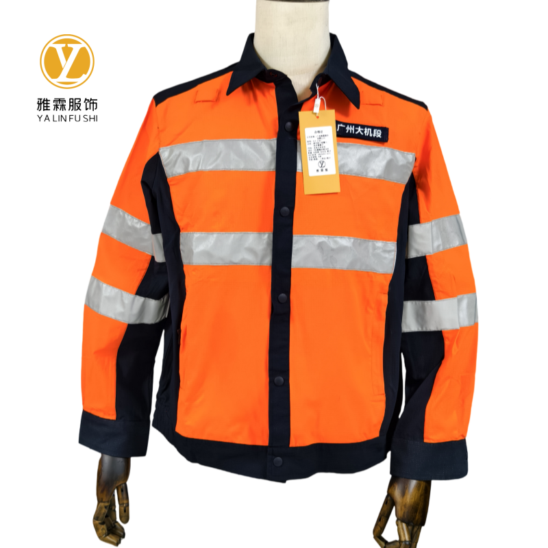 雅霖服 荧光橘速干工作服YLF-GZF0032 套高清大图
