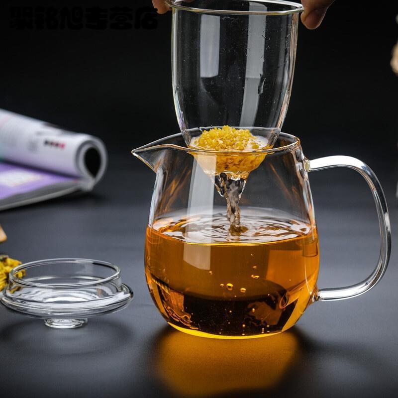 加厚耐热玻璃花茶壶家用恒温小号透明水壶内胆过滤茶具杯子套装简约