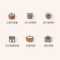 LOTOR浣熊电炖锅全自动炖汤锅电砂煲汤煮粥神器隔水电炖盅宝宝婴儿辅食锅不溢锅 1L白色标准款