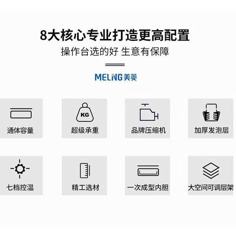 美菱(MELING)380升 卧式大容量冷冻商用保鲜操作台MCF(W)-1.5LD2MOH