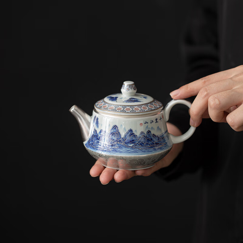 苏氏陶瓷/SUSHI CERAMICS J1098 鎏银千里江山茶壶小套装 (单位:套)高清大图