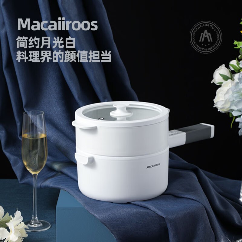 迈卡罗(MACAIIROOS)多功能电煮锅1.5L泡面火锅宿舍小电锅电蒸锅多功能蒸煮一体 MC-ZG15E高清大图