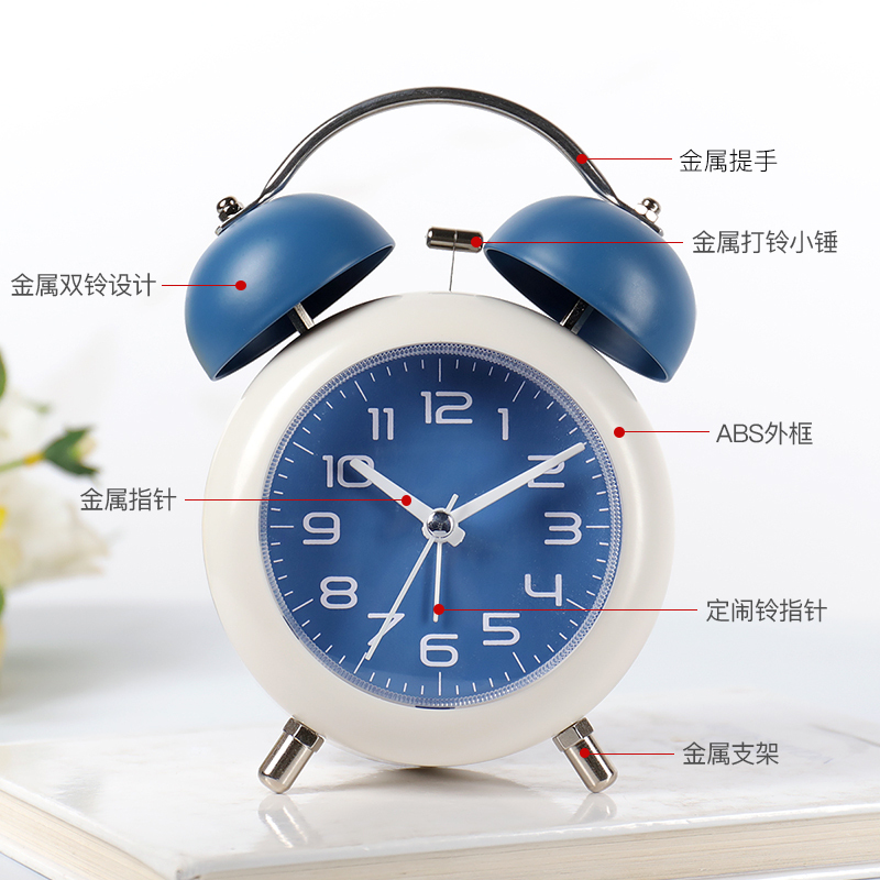 时尚简约学生打铃闹钟卧室现代儿童床头夜灯时钟家用钟表ha18f