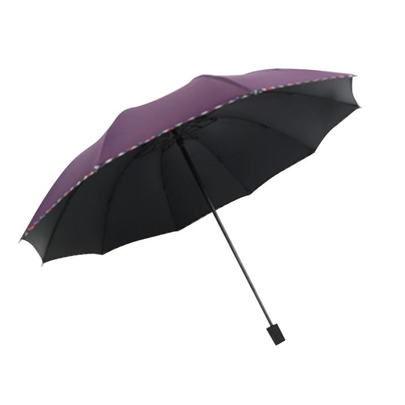 手动钢骨伞架 黑胶布 橡胶漆手柄YF-S2021023 晴雨两用伞高清大图