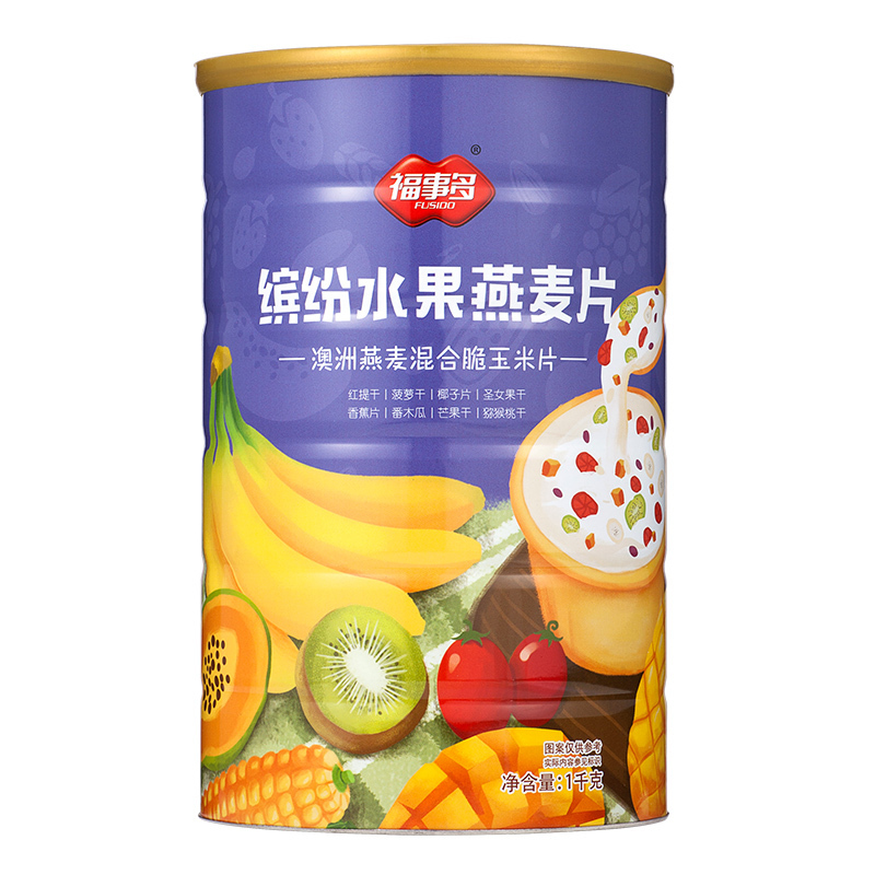 福事多缤纷水果燕麦片1000g早餐晚餐冲饮即食速食无糖精无脱脂代餐 营养代餐 麦片